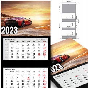 KALENDARZ Trójdzielny 2023 MOTORYZACJA Dużo WZORÓW