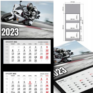 KALENDARZ Trójdzielny 2023 MOTORYZACJA Dużo WZORÓW
