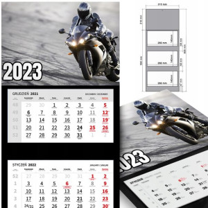 KALENDARZ Trójdzielny 2023 MOTORYZACJA Dużo WZORÓW