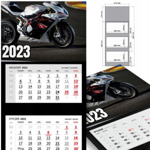 KALENDARZ Trójdzielny 2023 MOTORYZACJA Dużo WZORÓW