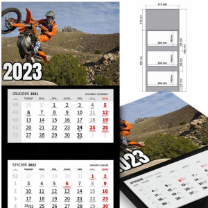 KALENDARZ Trójdzielny 2023 MOTORYZACJA Dużo WZORÓW