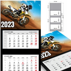 KALENDARZ Trójdzielny 2023 MOTORYZACJA Dużo WZORÓW