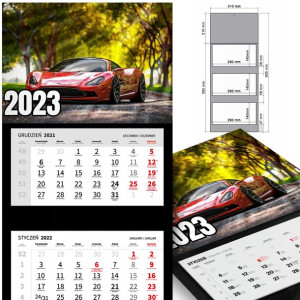KALENDARZ Trójdzielny 2023 MOTORYZACJA Dużo WZORÓW