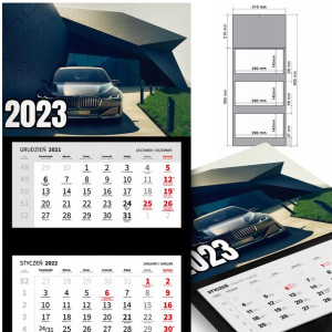 KALENDARZ Trójdzielny 2023 MOTORYZACJA Dużo WZORÓW