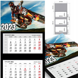 KALENDARZ Trójdzielny 2023 MOTORYZACJA Dużo WZORÓW