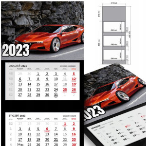 KALENDARZ Trójdzielny 2023 MOTORYZACJA Dużo WZORÓW