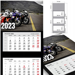 KALENDARZ Trójdzielny 2023 MOTORYZACJA Dużo WZORÓW