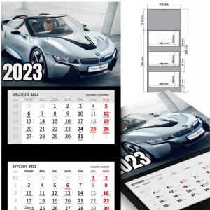 KALENDARZ Trójdzielny 2023 MOTORYZACJA Dużo WZORÓW