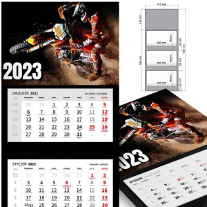 KALENDARZ Trójdzielny 2023 MOTORYZACJA Dużo WZORÓW