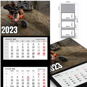 KALENDARZ Trójdzielny 2023 MOTORYZACJA Dużo WZORÓW