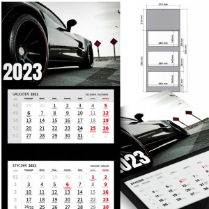 KALENDARZ Trójdzielny 2023 MOTORYZACJA Dużo WZORÓW