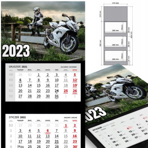 KALENDARZ Trójdzielny 2023 MOTORYZACJA Dużo WZORÓW