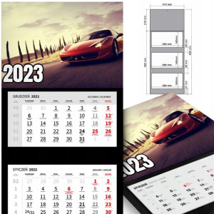 KALENDARZ Trójdzielny 2023 MOTORYZACJA Dużo WZORÓW