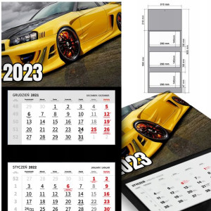 KALENDARZ Trójdzielny 2023 MOTORYZACJA Dużo WZORÓW