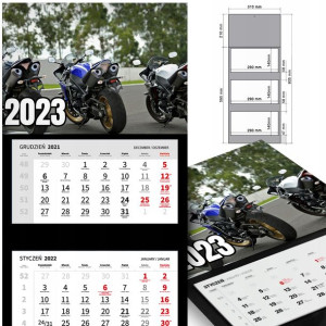 KALENDARZ Trójdzielny 2023 MOTORYZACJA Dużo WZORÓW