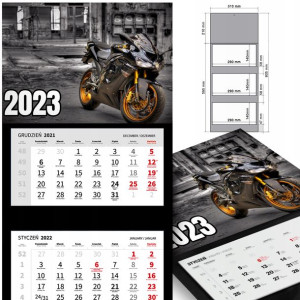 KALENDARZ Trójdzielny 2023 MOTORYZACJA Dużo WZORÓW