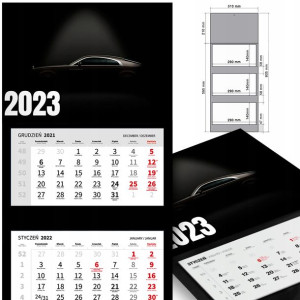 KALENDARZ Trójdzielny 2023 RETRO SAMOCHODY Wzory