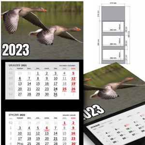 KALENDARZ Trójdzielny 2023 rok Wiele WZORÓW Ptaki