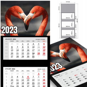 KALENDARZ Trójdzielny 2023 rok Wiele WZORÓW Ptaki