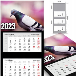 KALENDARZ Trójdzielny 2023 rok Wiele WZORÓW Ptaki
