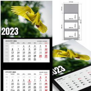 KALENDARZ Trójdzielny 2023 rok Wiele WZORÓW Ptaki