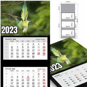KALENDARZ Trójdzielny 2023 rok Wiele WZORÓW Ptaki