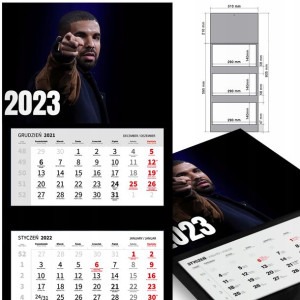 KALENDARZ Trójdzielny 2023 RÓŻNE WZORY Drake MIX