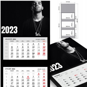 KALENDARZ Trójdzielny 2023 RÓŻNE WZORY Drake MIX