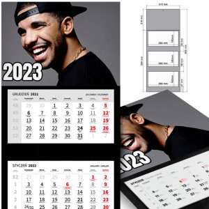 KALENDARZ Trójdzielny 2023 RÓŻNE WZORY Drake MIX