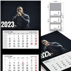 KALENDARZ Trójdzielny 2023 RÓŻNE WZORY Drake MIX