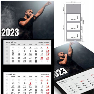 KALENDARZ Trójdzielny 2023 RÓŻNE WZORY Drake MIX