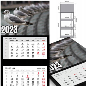 KALENDARZ Trójdzielny 2023 Różne WZORY Mewy PTAKI