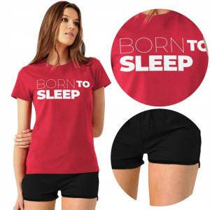 PIŻAMA Damska + Szorty BORN to SLEEP Różne WZORY M