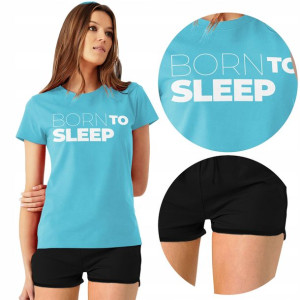 PIŻAMA Damska + Szorty BORN to SLEEP Różne WZORY S