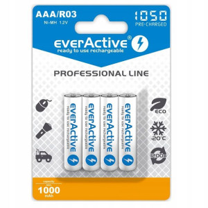 4x Akumulatorki everActive R03/AAA Ni-MH 1050mAh