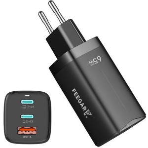 Ładowarka Sieciowa Feegar Gan 65w 3x Usb Typ C Pd