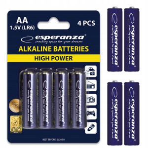 Baterie Alkaliczne Paluszki Esperanza Aa R6 4 Szt