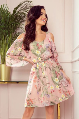 Numoco Sukienka Model Marina 292-1 Pink Flowers XL
