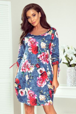 Numoco Sukienka Model Sophie 281-2 Flowers Jeans L