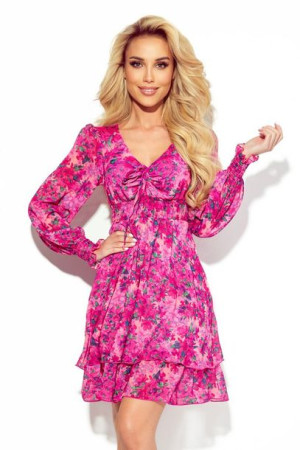 Numoco Sukienka Model Monica 410-3 Pink Flowers L