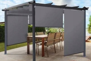 Pergola Ogrodowa 3x4 Szara 4 Rolety Boczne DACH