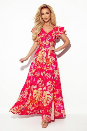 Numoco Sukienka Model Lidia 310-4 Pink Flowers M