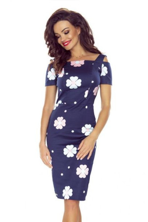 Numoco Sukienka Model 440-3 Navy/Flowers XS