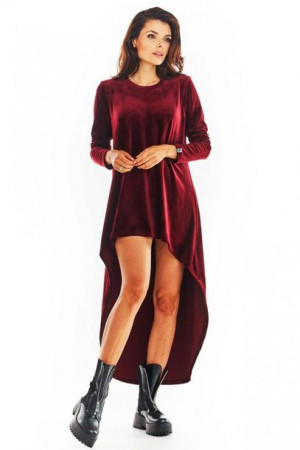 Awama Sukienka Model A379 Bordo Welur S