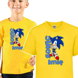 KOSZULKA DZIECIĘCA Własne IMIĘ Wzory SONIC 110 cm