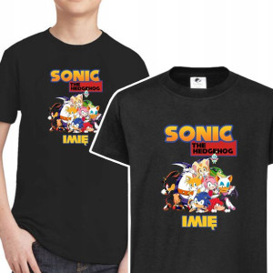 KOSZULKA DZIECIĘCA Własne IMIĘ Wzory SONIC 110 cm