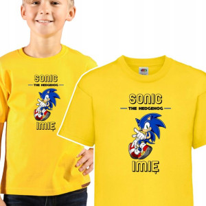 KOSZULKA DZIECIĘCA Własne IMIĘ Wzory SONIC 110 cm