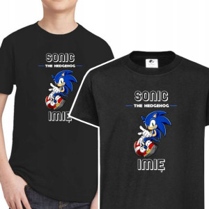 KOSZULKA DZIECIĘCA Własne IMIĘ Wzory SONIC 122 cm