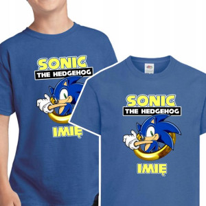 KOSZULKA DZIECIĘCA Własne IMIĘ Wzory SONIC 122 cm