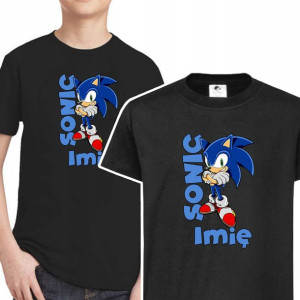 KOSZULKA DZIECIĘCA Własne IMIĘ Wzory SONIC 122 cm
